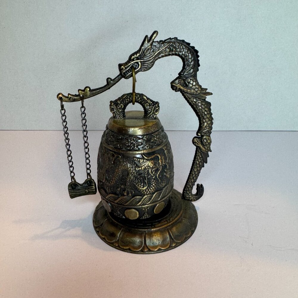 Asian Dragon Bell Buddhist Prayer Bronze Meditation Temple Gong Japan China